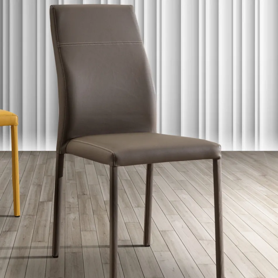 Modern eco-leather dining room chair made in Italy, Luigina Viadurini