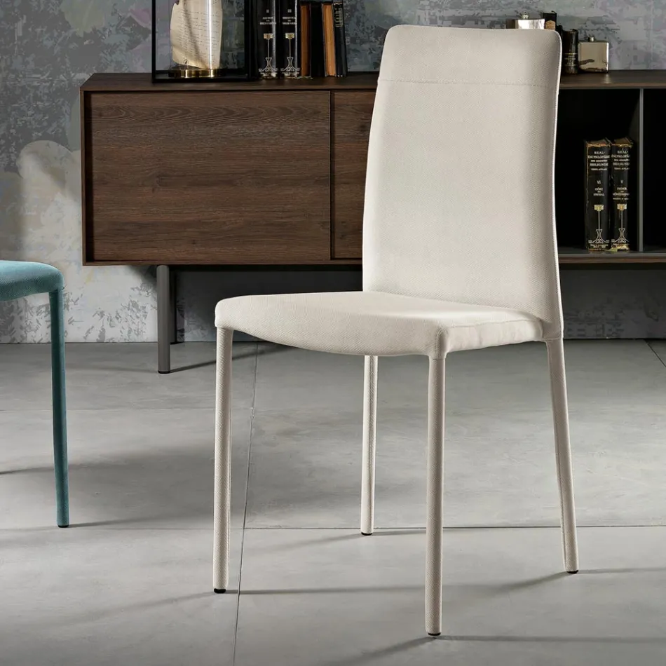 Modern fabric dining room chair made in Italy, Porzia Viadurini