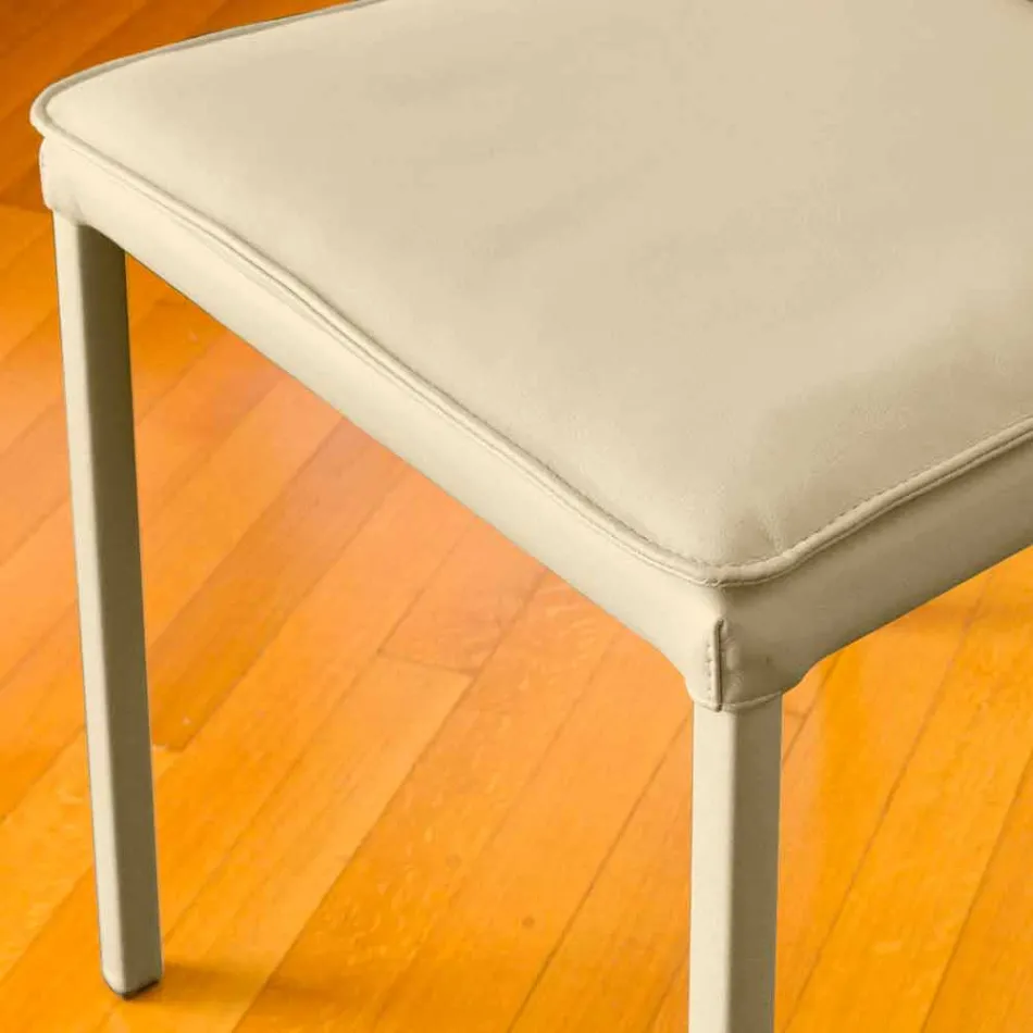 Bessie dove-colored leatherette dining room chair, made in Italy Viadurini