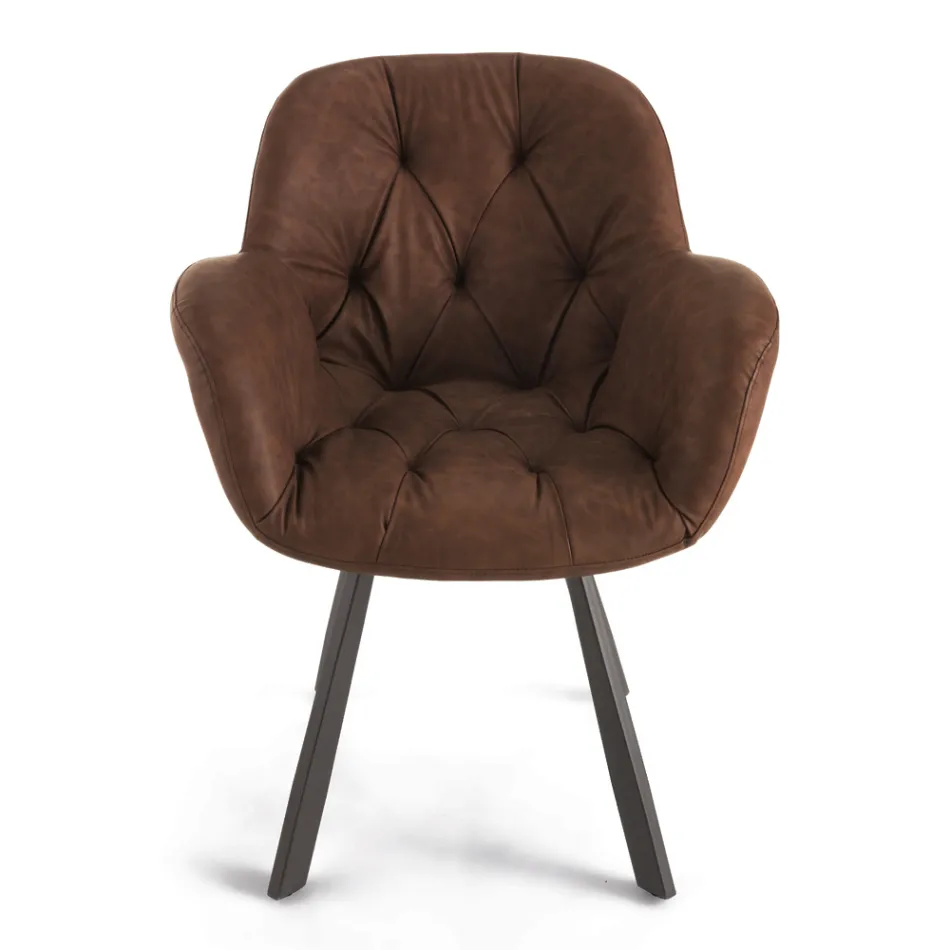 Dining Room Chair in Ecoleather Metal Structure 2 Pieces - Delpiero Viadurini