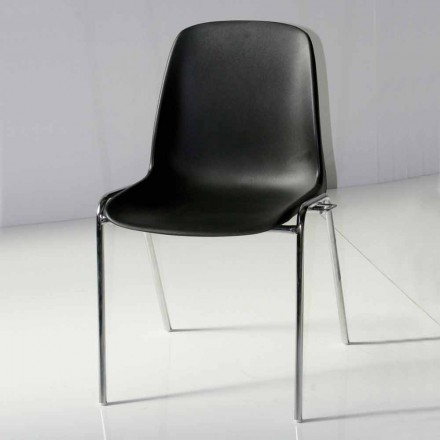 Modern Chair for Meeting Room or Conference Room in Metal and Black ABS - Zetica Viadurini