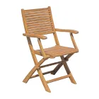 Folding Outdoor Chair in Acacia Wood with Optional Armrests - Fontana Viadurini