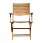 Folding Outdoor Chair in Acacia Wood with Optional Armrests - Fontana Viadurini
