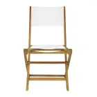 Outdoor Folding Chair in Acacia Wood and Textilene - Perfect Viadurini