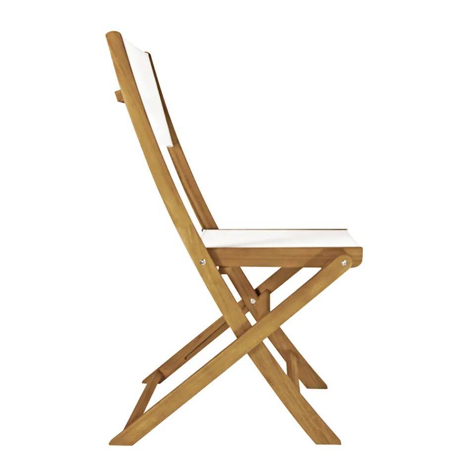 Outdoor Folding Chair in Acacia Wood and Textilene - Perfect Viadurini