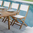 Outdoor Folding Chair in Acacia Wood and Textilene - Perfect Viadurini