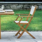 Outdoor Folding Chair in Acacia Wood and Textilene - Perfect Viadurini