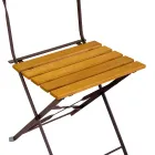 Folding Metal Chair with Acacia Wood Seat and Backrest - Estate Viadurini