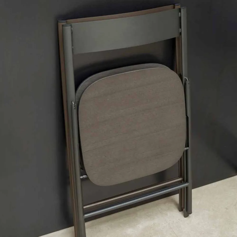 Folding Chair in Metal and Oak Wood 2 Pieces Made in Italy - Roberta Viadurini