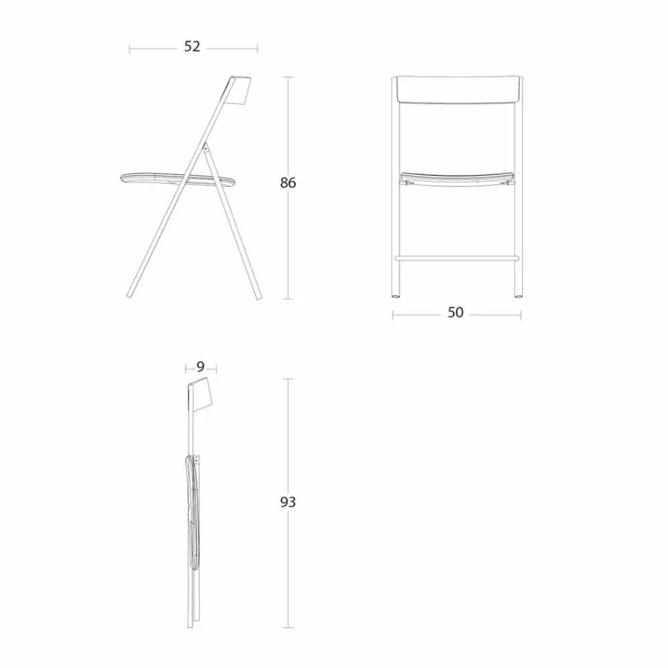 Folding Metal Chair and Seat and Backrest in Oak Wood 2 Pieces - Roberta Viadurini