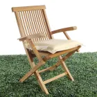 Outdoor Folding Chair in Teak with Armrests – Yggdrasil Viadurini