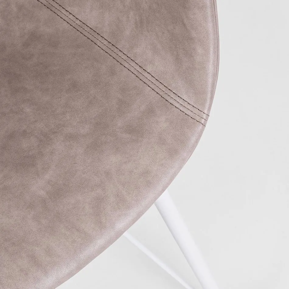 Chair Armchair in White or Black Steel and Vintage Ecoleather - Gongo Viadurini