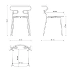 Precious Stackable Chair in Metal and Ash Made in Italy, 2 Pieces - Trosa Viadurini
