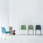 Fine Fabric Chair with Metal Base Made in Italy, 2 Pieces - Molde Viadurini