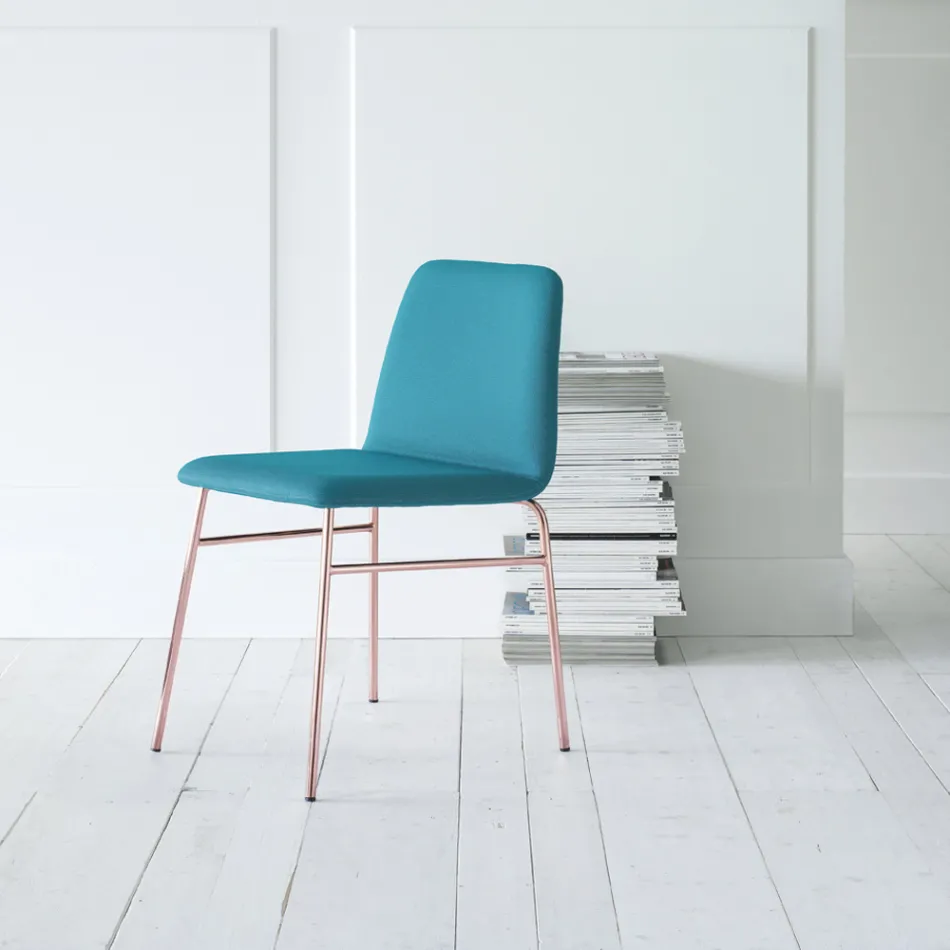 Fine Fabric Chair with Metal Base Made in Italy, 2 Pieces - Molde Viadurini