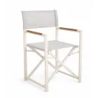 Outdoor Director Chair Made of Aluminium, Textilene and Teak - Bloom Viadurini