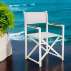 Outdoor Director Chair Made of Aluminium, Textilene and Teak - Bloom Viadurini