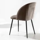 Chair Upholstered in Velvet with Base in Black Painted Metal, 2 Pieces - Havana Viadurini