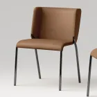 Dining Room Chair with Seat Covered in Leather Made in Italy - Giulia Viadurini
