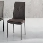 2 Piece Upholstered Hammered Faux Leather Dining Room Chair - Robocop Viadurini