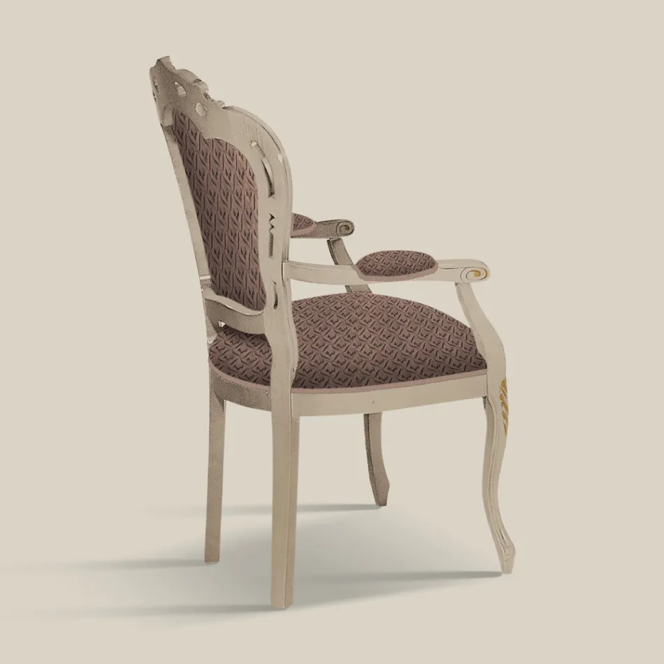 Dining Room Chair in White Wood and Fabric Made in Italy - Majesty Viadurini