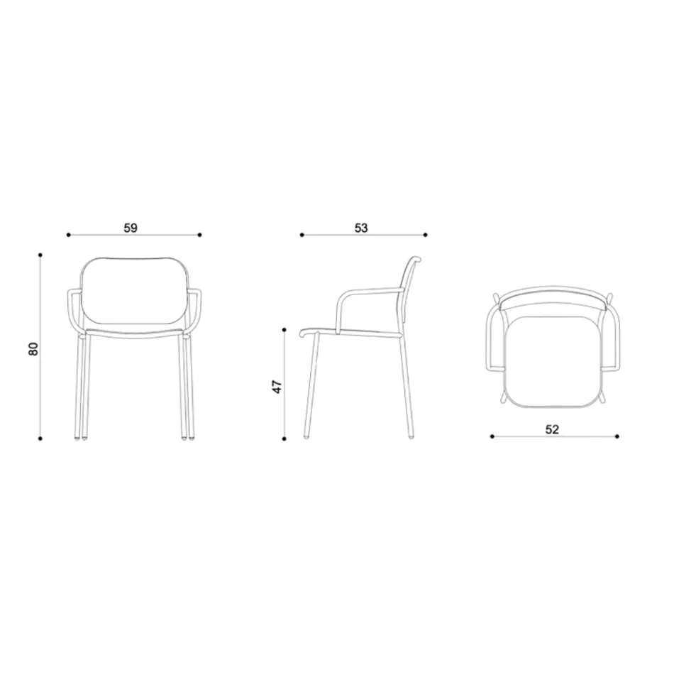 Dining Room Chair in Wood and Metal Made in Italy 2 Pieces - Saffia Viadurini