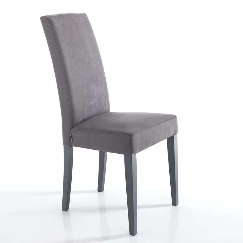 Dining Room Chair in Microfiber and Wood Made in Italy 2 Pieces - Simonella Viadurini