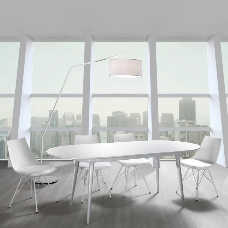 Dining Room Chair in Leather, Polypropylene and Metal 2 Pieces - Renella Viadurini