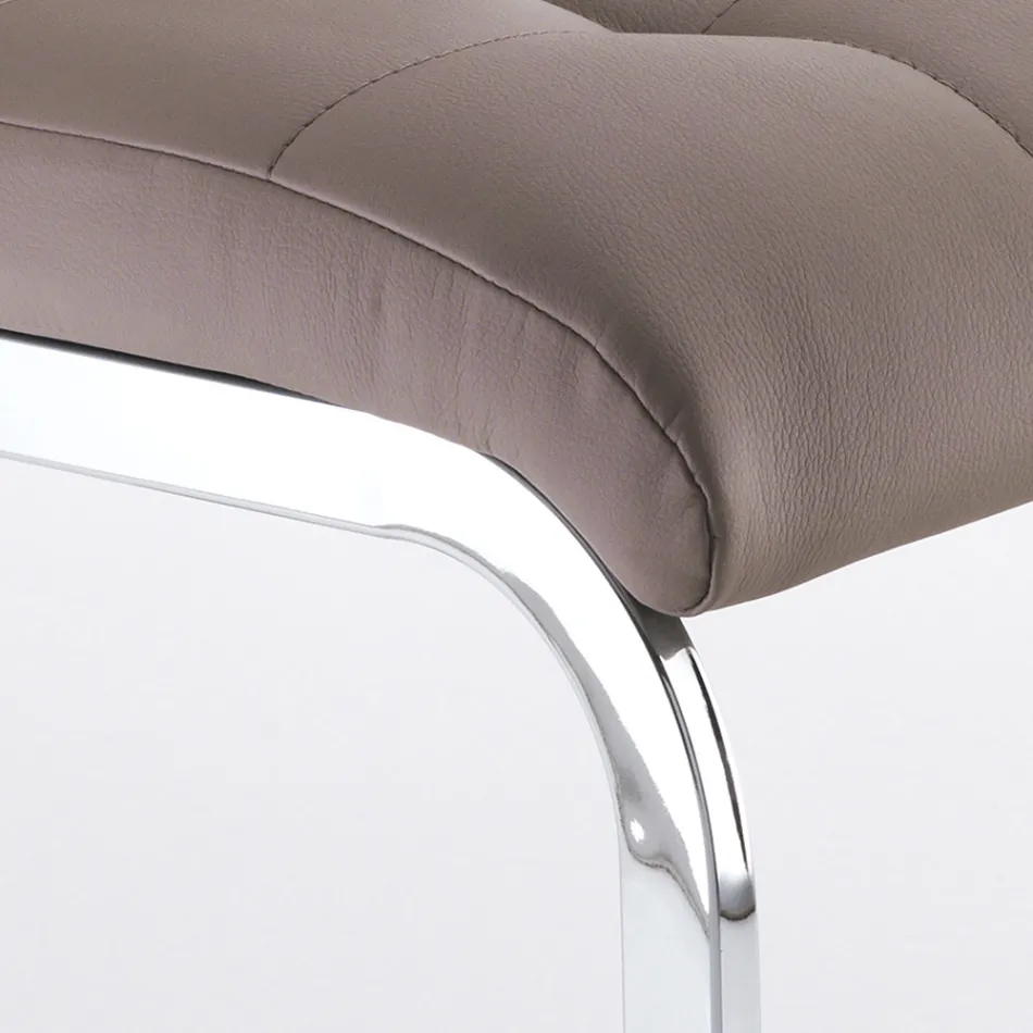 Dining Room Chair in Synthetic Leather and Chromed Metal 4 Pieces - Molise Viadurini