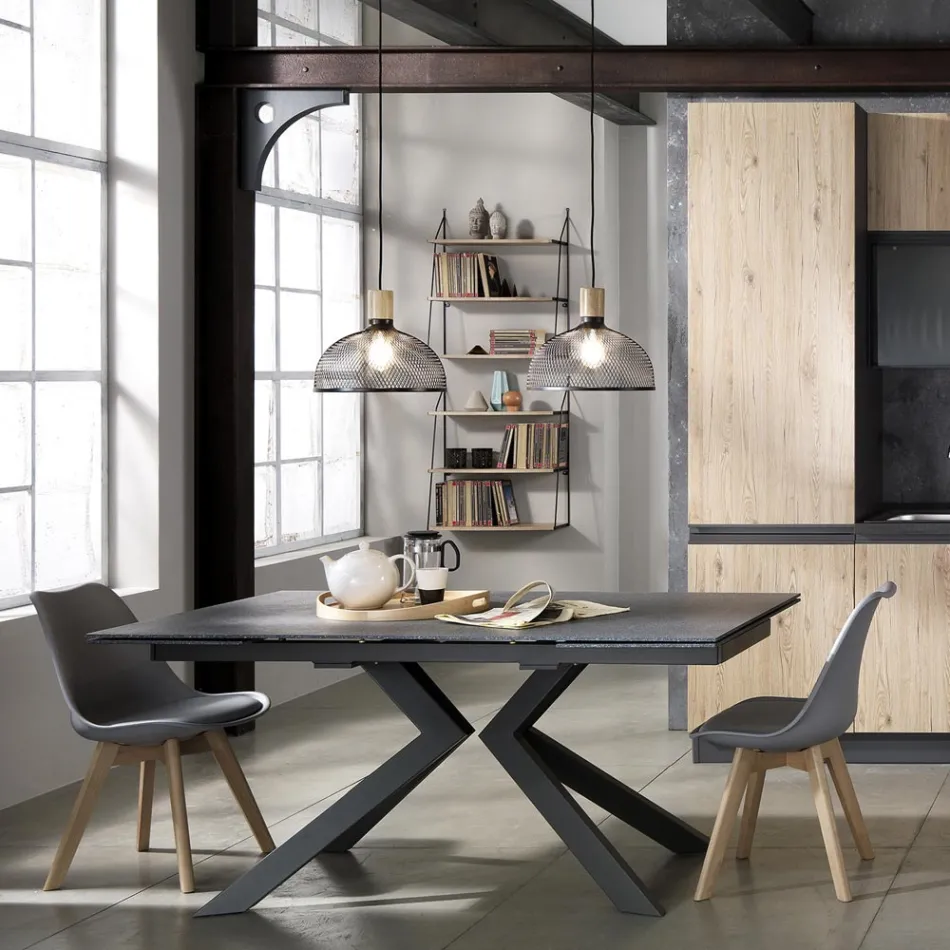 Dining Room Chair in Polypropylene and Synthetic Leather 4 Pieces - Chira Viadurini