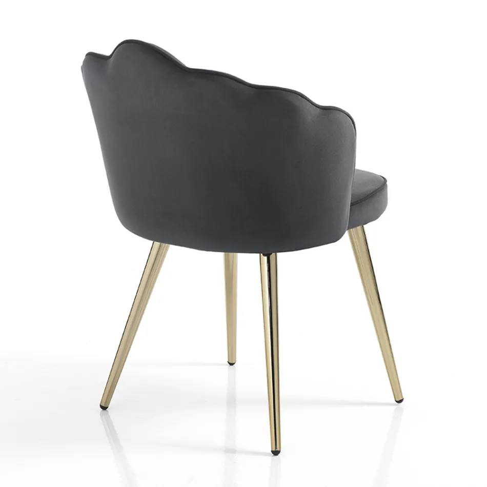 Dining Room Chair in Fabric and Metal Gold Finish 4 Pieces - Refined Viadurini