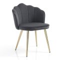 Dining Chair in Fabric and Metal Gold Finish 4 Pieces - Refined