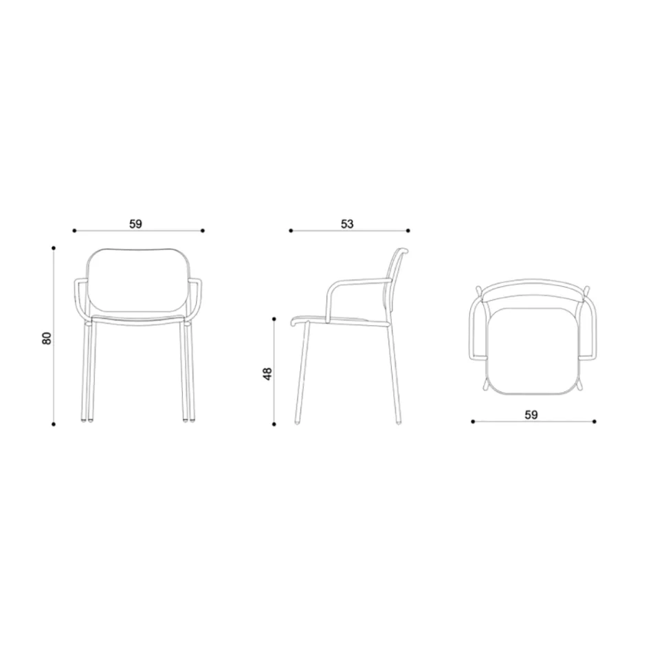 Dining Room Chair in Fabric and Metal Made in Italy 2 Pieces - Sangria Viadurini