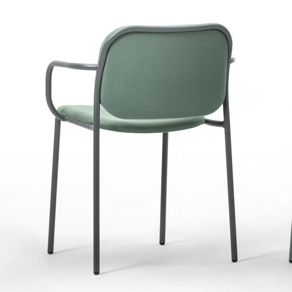 Dining Room Chair in Fabric and Metal Made in Italy 2 Pieces - Sangria Viadurini