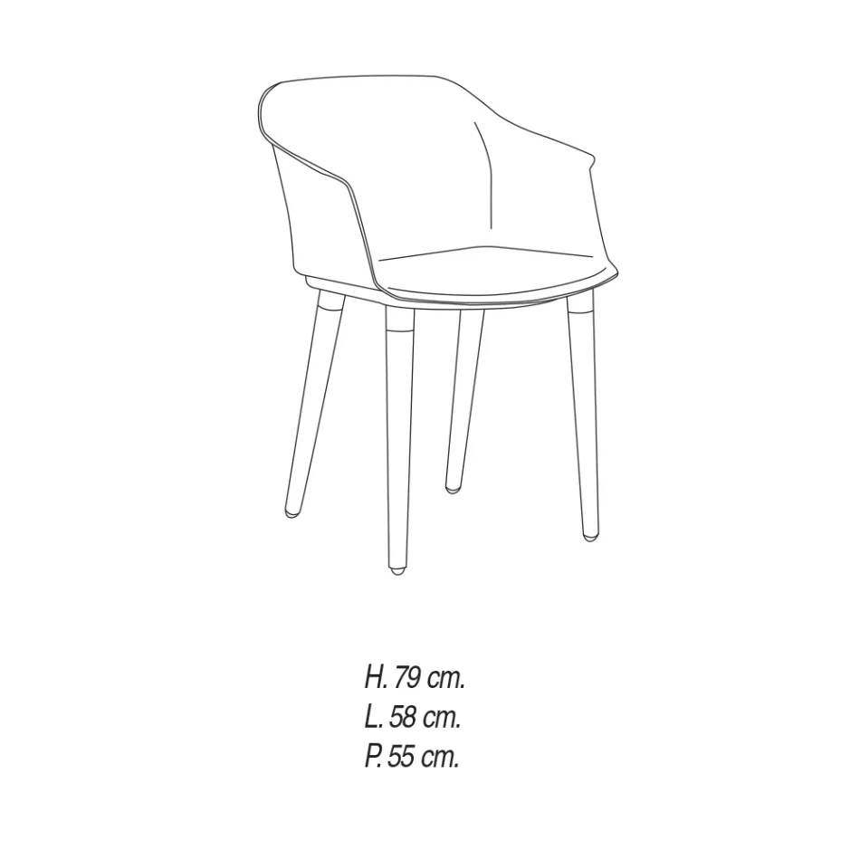 Lounge Chair in Wood and Polypropylene Made in Italy, 4 Pieces - Marbella Viadurini