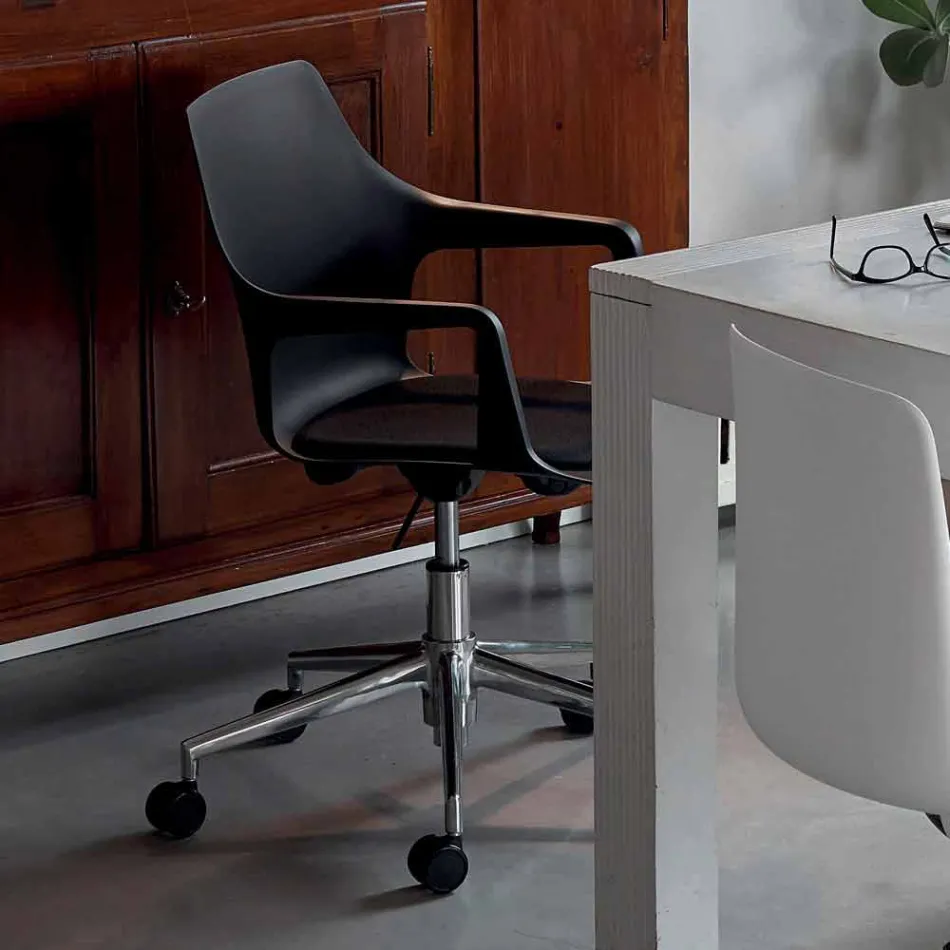 Office Chair in Aluminium and Polypropylene Made in Italy, 2 Pieces - Charis Viadurini