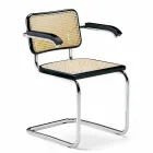 Straw Office Chair with Steel and Wood Structure Made in Italy - Baviera Viadurini