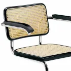 Straw Office Chair with Steel and Wood Structure Made in Italy - Baviera Viadurini