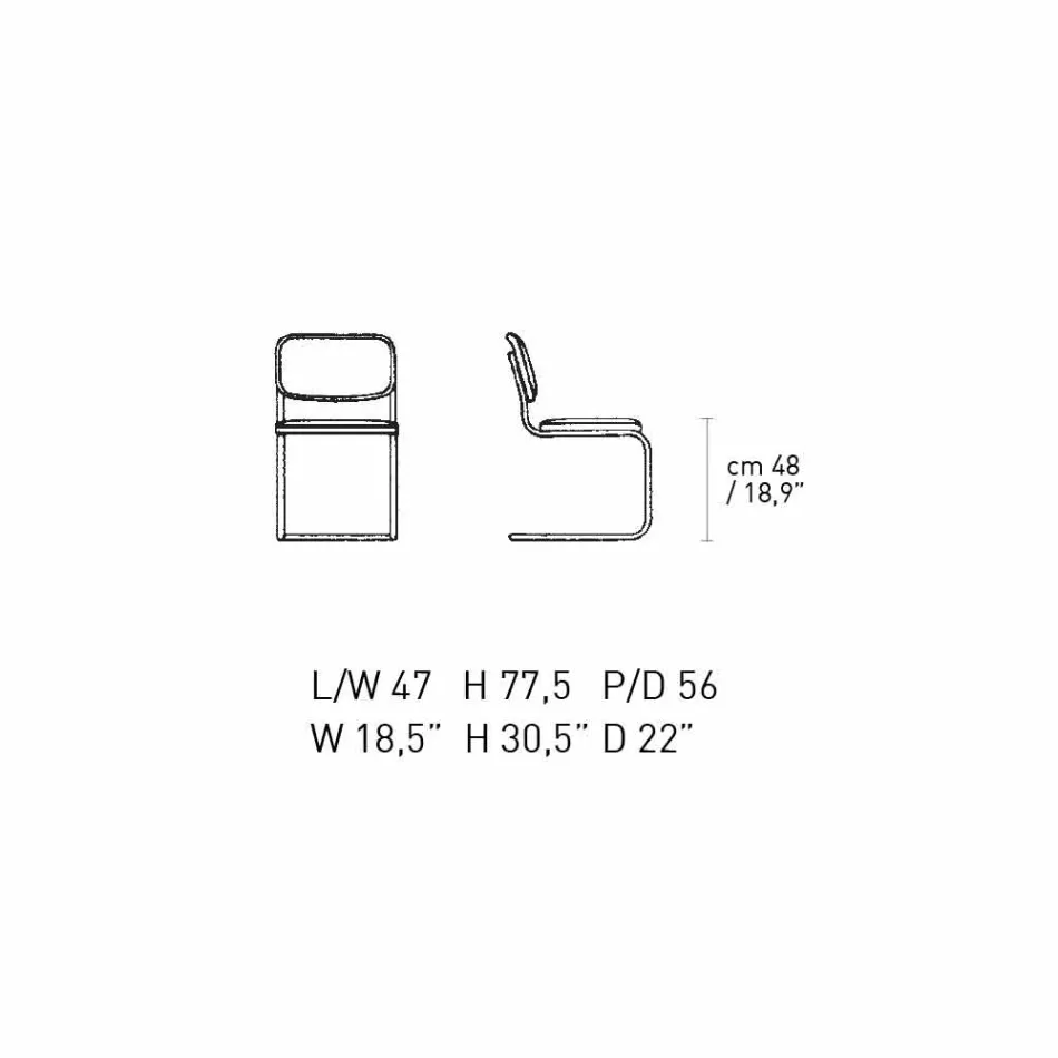 Office Chair in Leather with Structure in Chromed Steel Made in Italy - Octant Viadurini