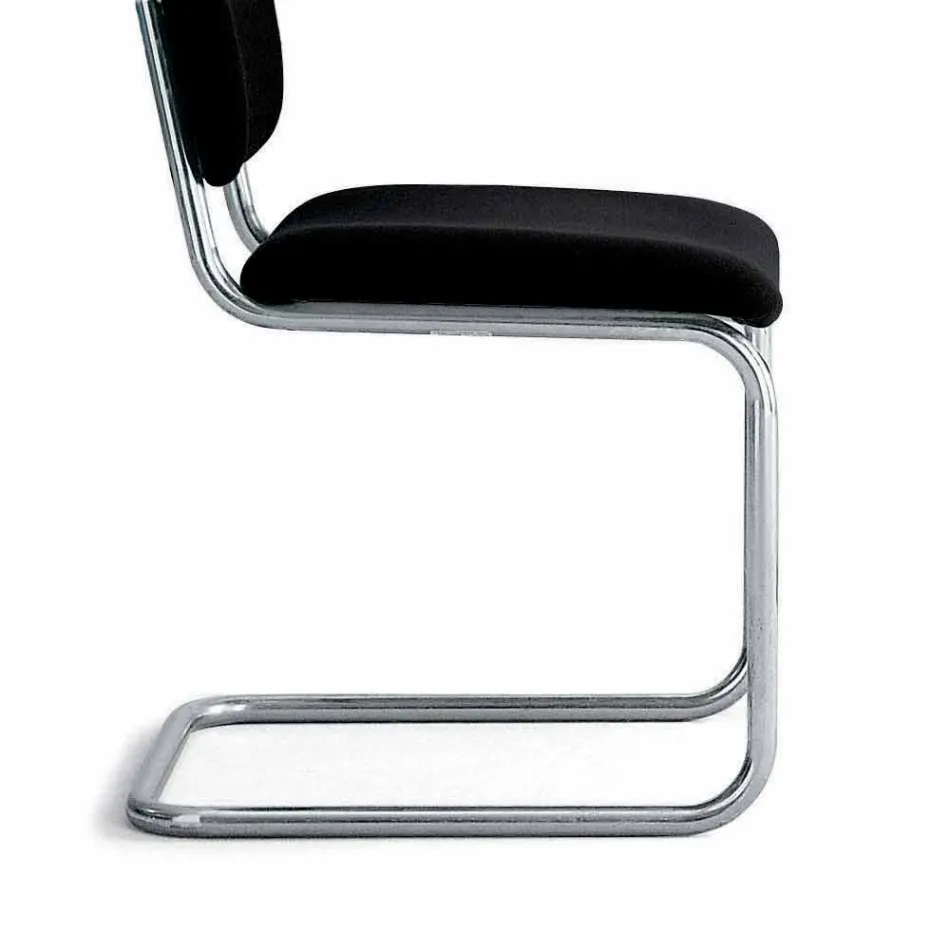 Office Chair in Leather with Structure in Chromed Steel Made in Italy - Octant Viadurini