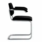 Office Chair in Leather with Structure in Chromed Steel Made in Italy - Octant Viadurini