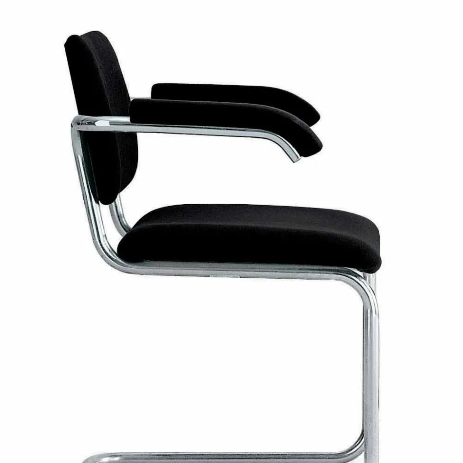 Office Chair in Leather with Structure in Chromed Steel Made in Italy - Octant Viadurini
