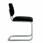Office Chair in Leather with Structure in Chromed Steel Made in Italy - Octant Viadurini