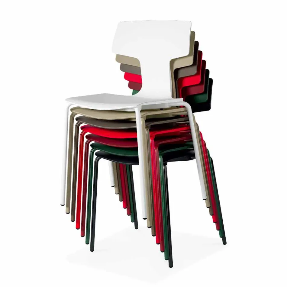 Outdoor Stackable Polypropylene Chairs Made in Italy, 4 Pieces - Claribel Viadurini