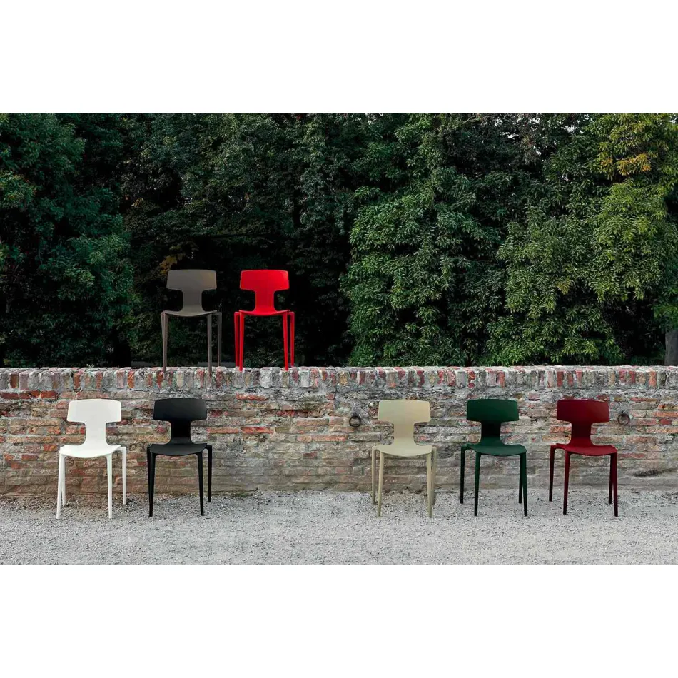 Outdoor Stackable Polypropylene Chairs Made in Italy, 4 Pieces - Claribel Viadurini