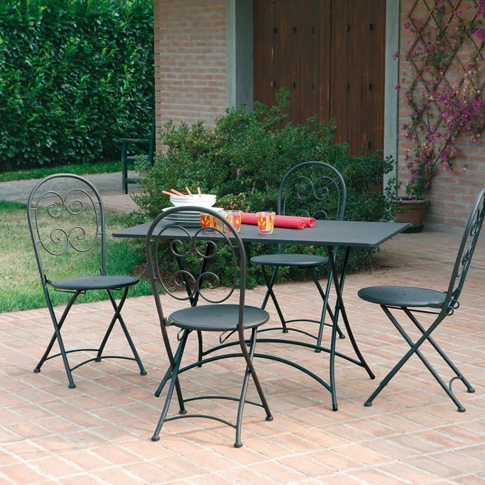 Folding Outdoor Chair in Anthracite Grey Iron 2 Pieces - Baccard Viadurini