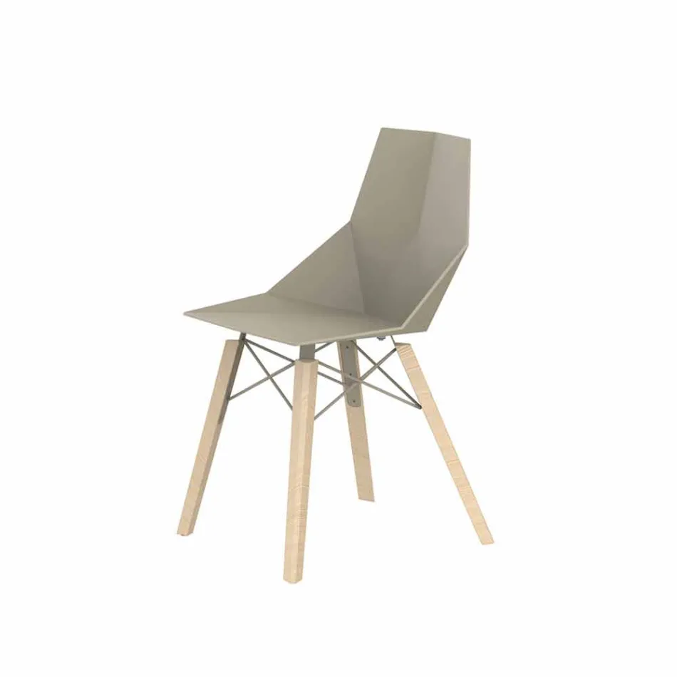 Lounge or Kitchen Chairs in Polypropylene and Wood - Faz Wood by Vondom Viadurini