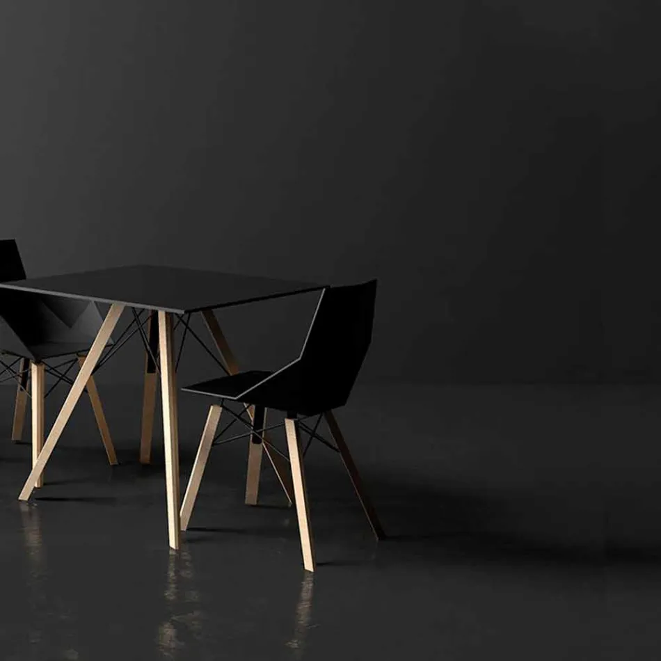 Lounge or Kitchen Chairs in Polypropylene and Wood - Faz Wood by Vondom Viadurini