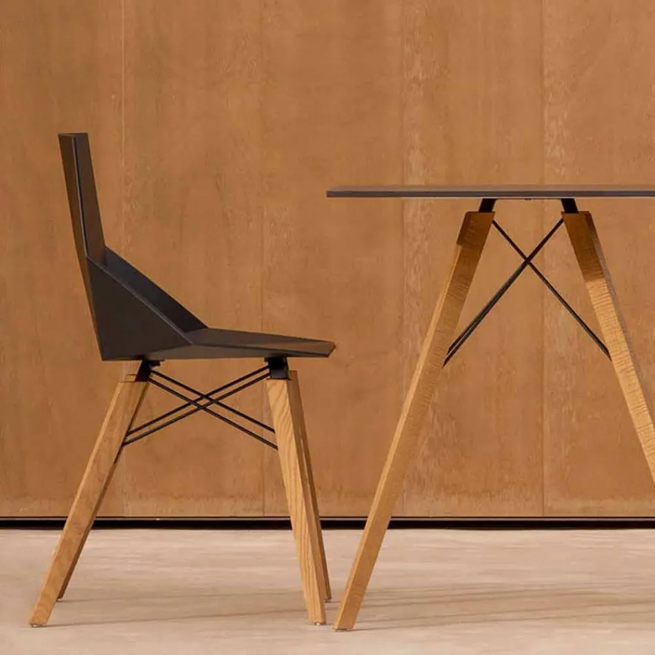 Lounge or Kitchen Chairs in Polypropylene and Wood - Faz Wood by Vondom Viadurini
