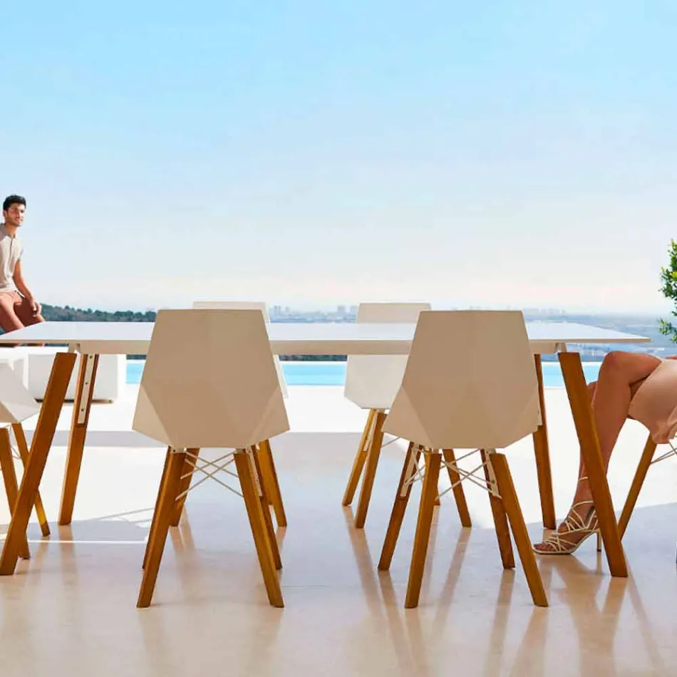 Lounge or Kitchen Chairs in Polypropylene and Wood - Faz Wood by Vondom Viadurini